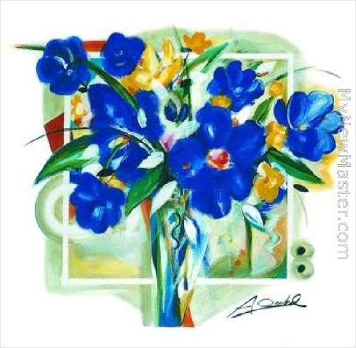 Blue Flowers In Vase